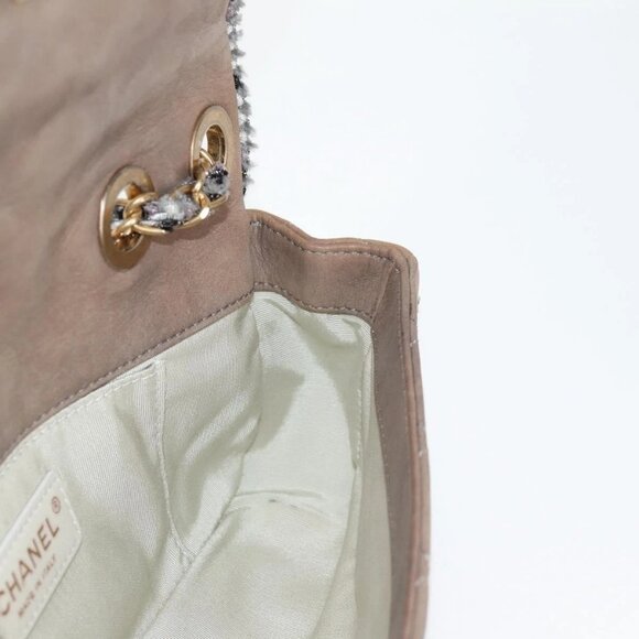 CHANEL Matelasse Chain Shoulder Bag Coated Canvas Beige CC Auth 118136A - Picture 13 of 16